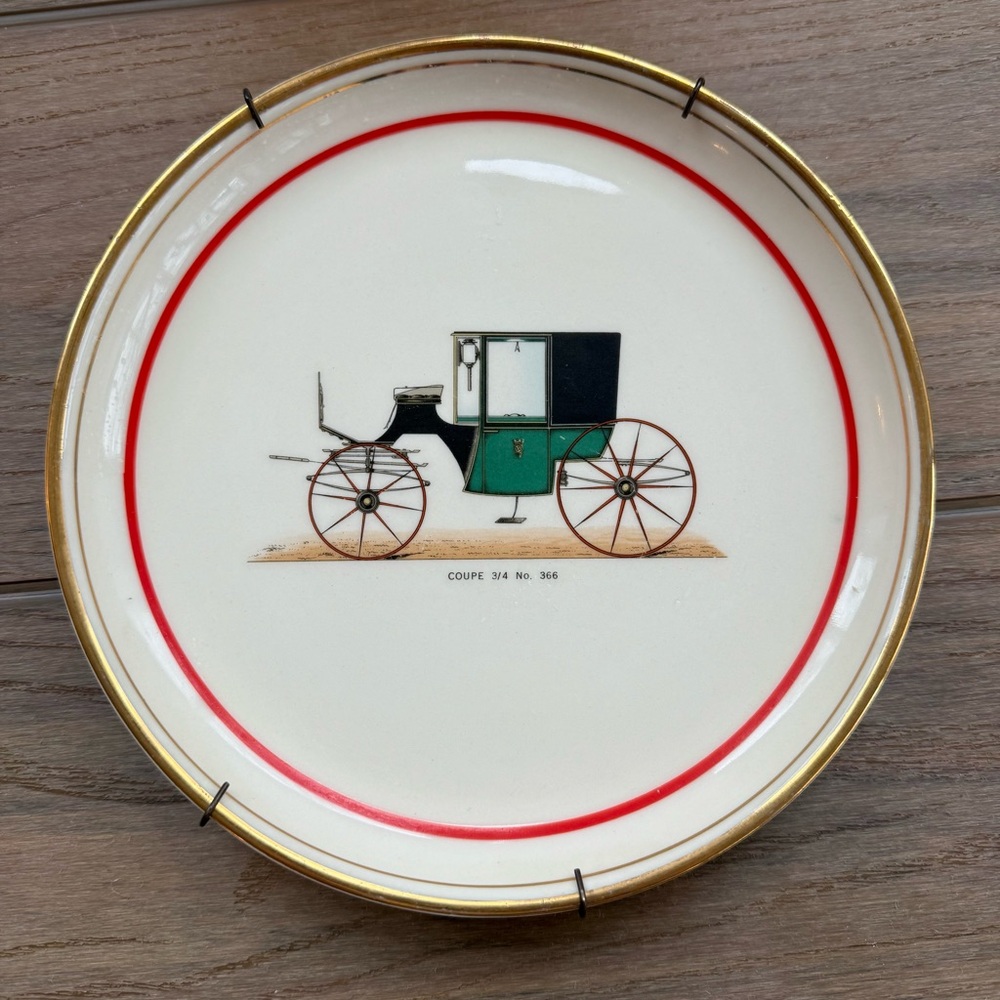 Hyalyn Porcelain Vintage Coupe No. 366 Design Plate with Gold Rim